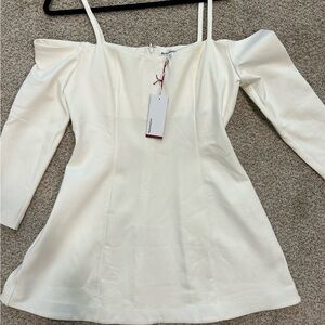 Reformation Donatella Knit Off-Shoulder White Dress